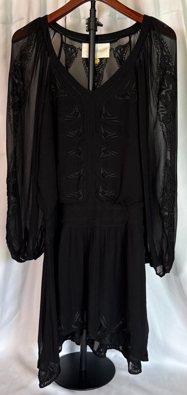 Leifsdottir Anthropologie Embroidered Black Dress – Silk Lined – Medium